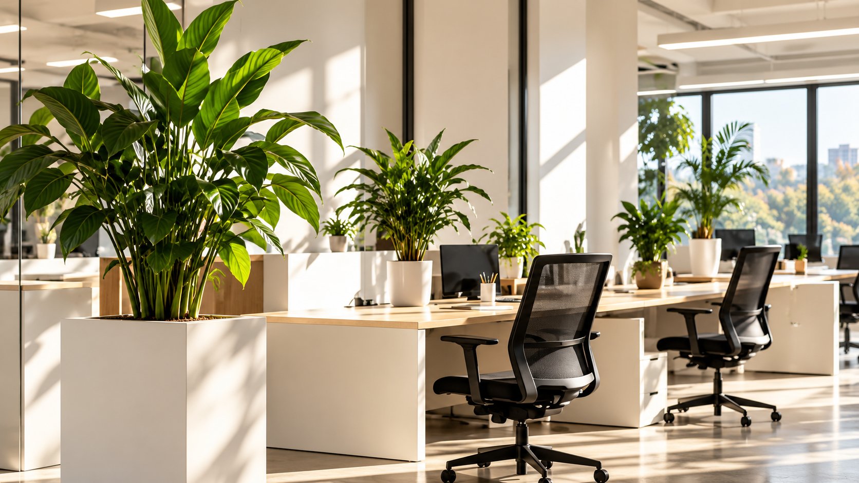 Bright and tidy modern workplace