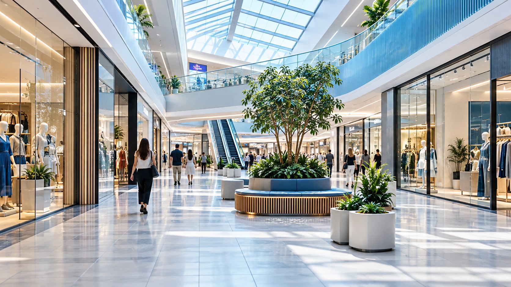 Modern shopping centre concourse